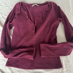 Hollister Burgundy Long Sleeve Women Sm/Long Top